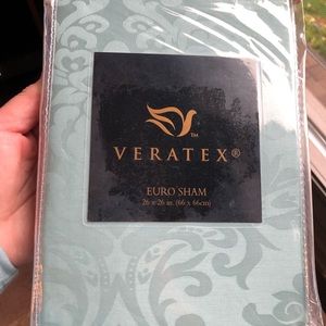 Set of 2 Ocean Blue Euro pillow shams by Veratex